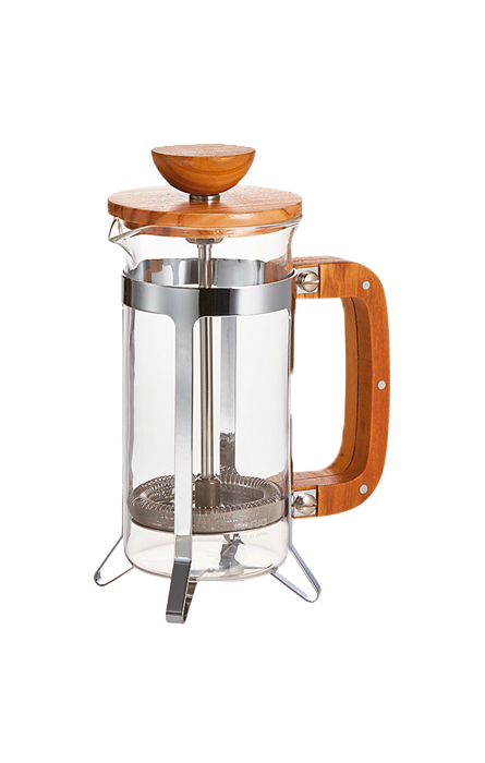 Cafetière à piston en bois d'olivier